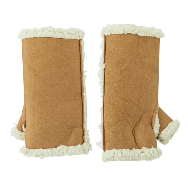 Woman’s Faux Shearling Arm Warmer Natural One Size
