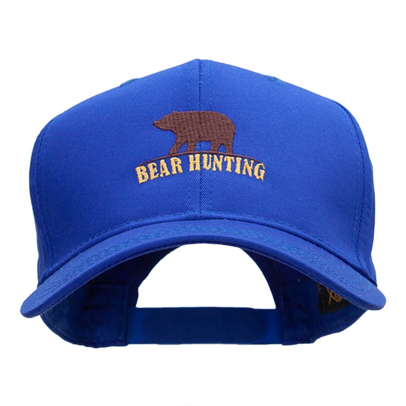 Bear Hunting Embroidered Cotton Twill Pro Style Cap Royal One Size
