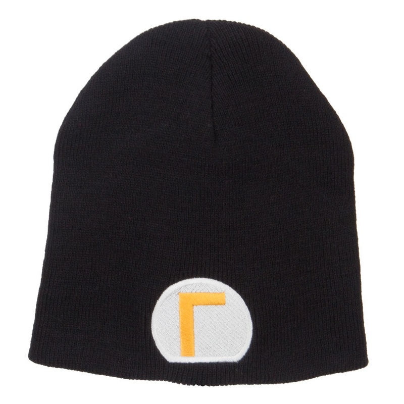 Circle Waluigi Embroidered Short Beanie Black One Size