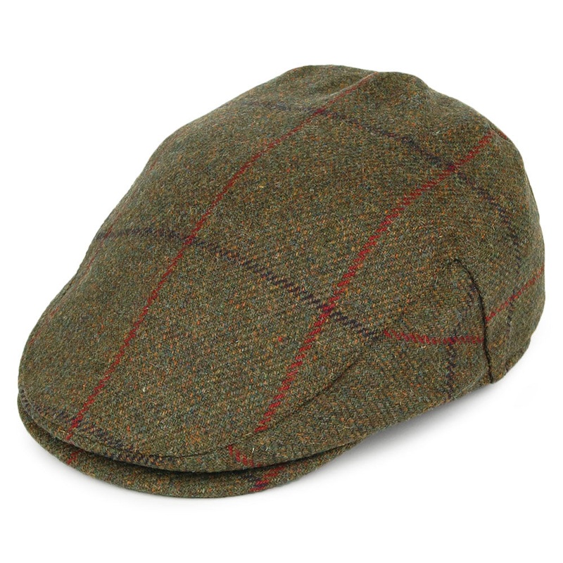 Failsworth Hats Windowpane Waterproof Flat Cap – Olive 55