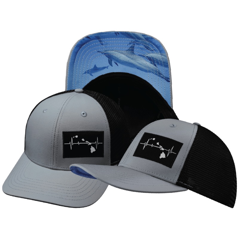 Hawaii Hat – Baseball Hat Fit – Ice Blue / Black – Trucker Mesh