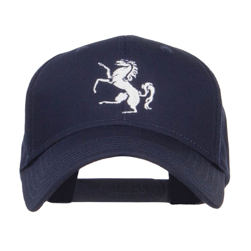 Horse Emblem Embroidered Low Profile Cap Navy One Size