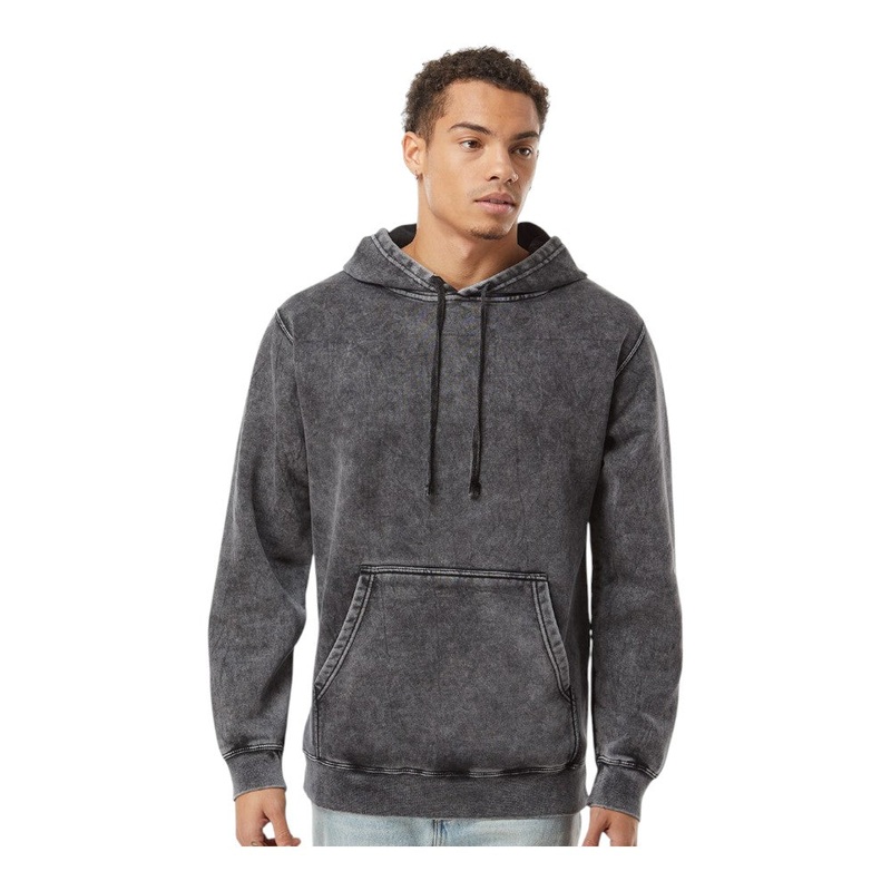 Independent Trading Co PRM4500MW Unisex Midweight Mineral Wash Hooded Sweatshirt Black XS