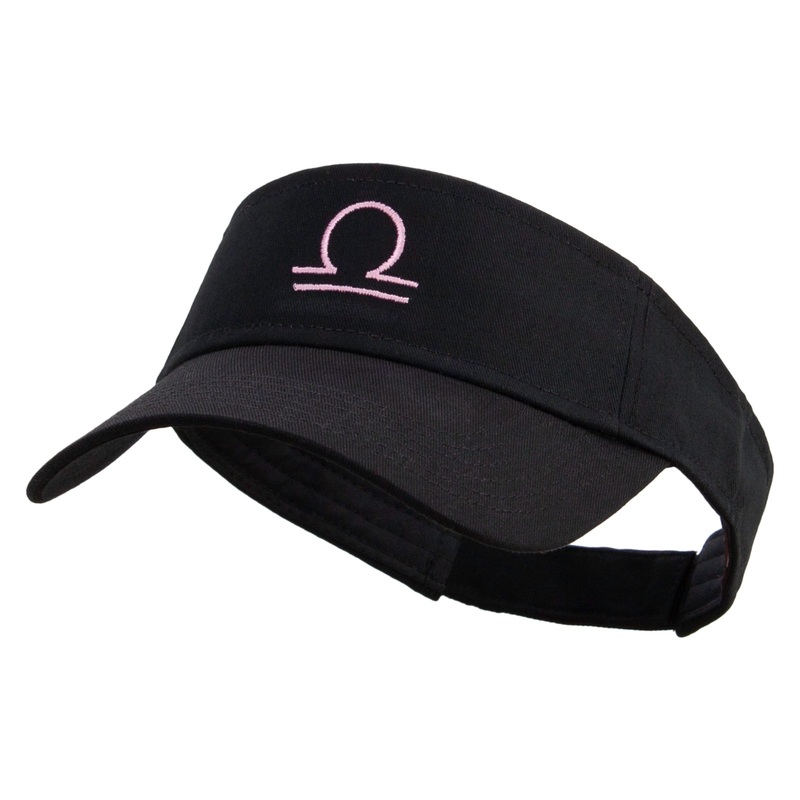 Libra Astrology Embroidered Cotton Twill Sun Visor Black One Size