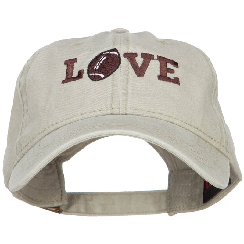 Love with Football Embroidered Washed Cotton Cap Stone One Size