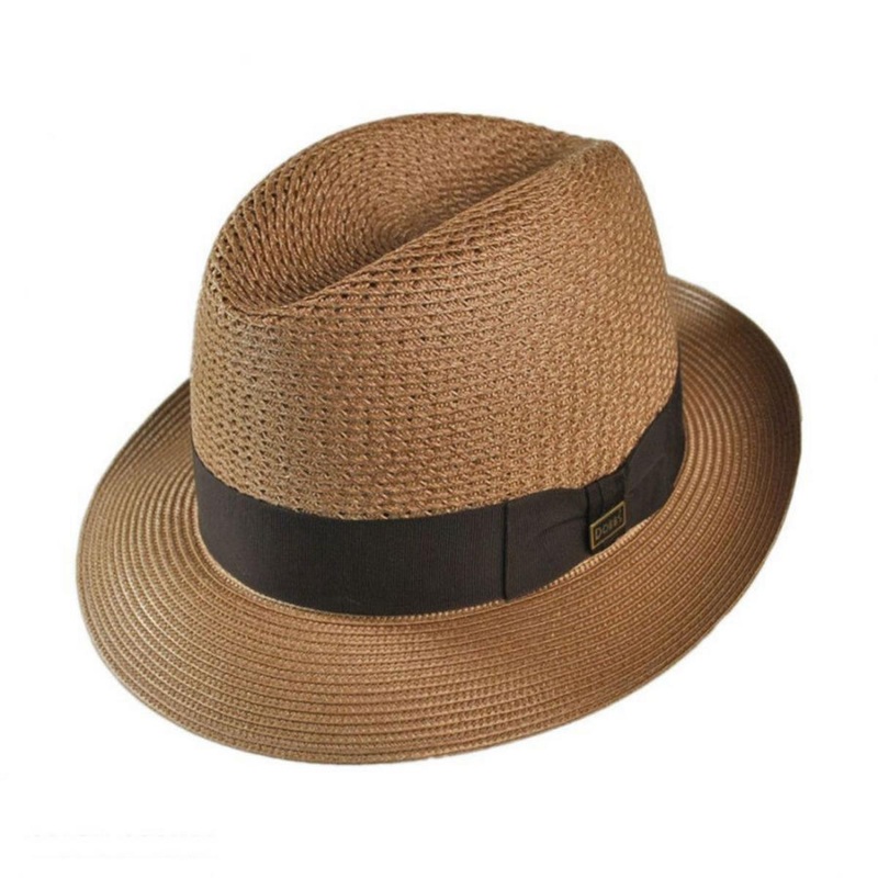 Madison Milan Straw Fedora Hat COGNAC 6 3/4