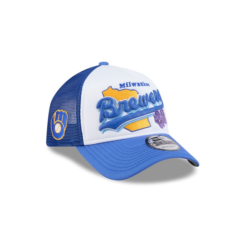 Milwaukee Brewers State Flower 9FORTY A-Frame Trucker Hat One Size