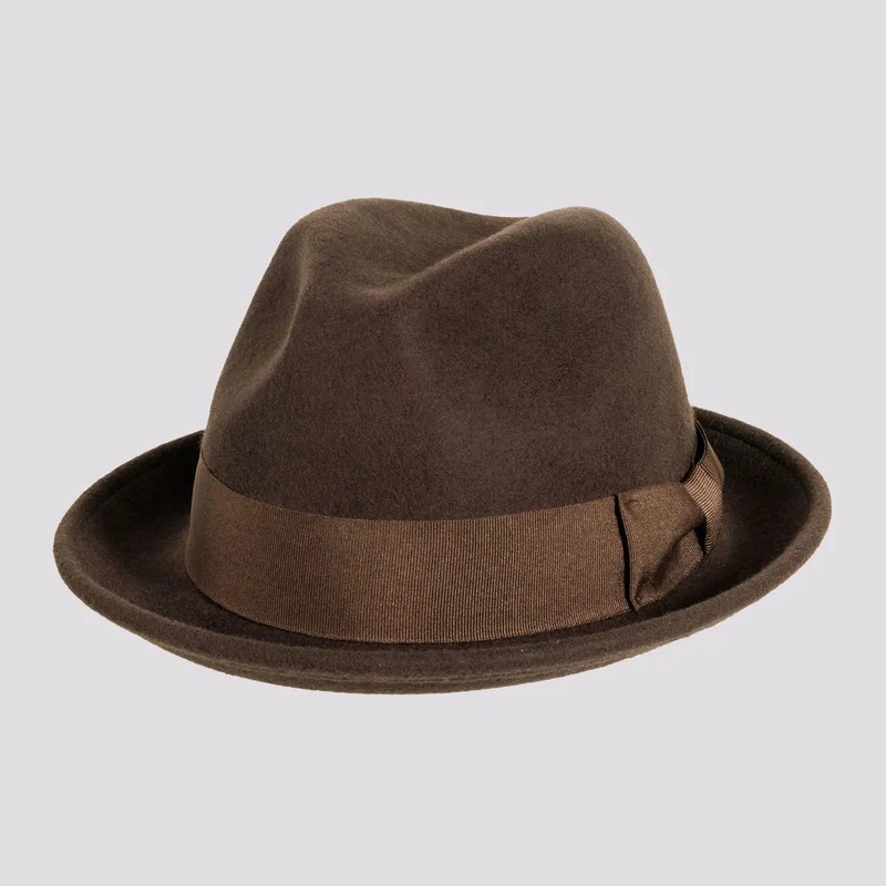 Pablo 2.0 | Womens Wool Felt Pinch Front Fedora Hat Brown SM