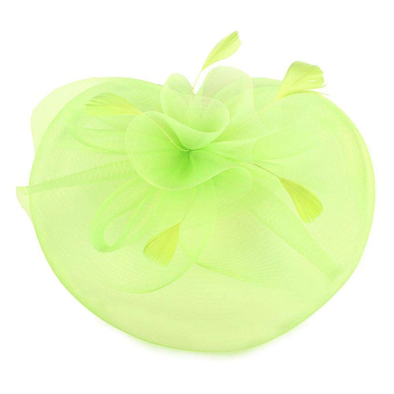 Ruffle Mesh with Feather Fascinator – 9 Beautiful Colors Lime