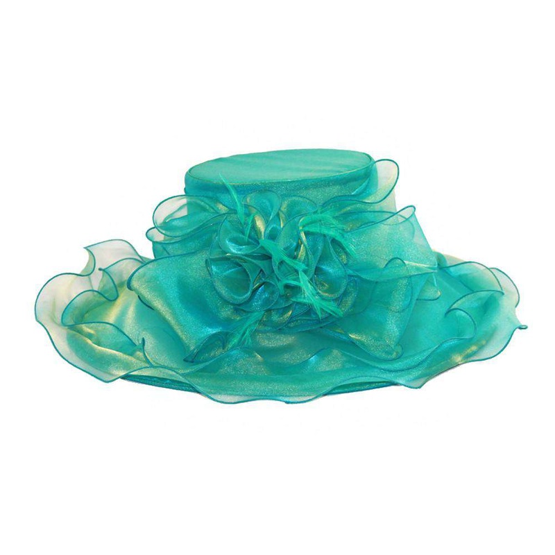 Sheer Satin Organza Hat with Ruffled Edge Blue Zircornia