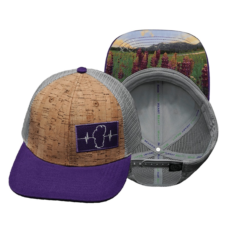 Tahoe Hat – Baseball Hat Fit – Cork – Purple / Gray – Trucker Mesh