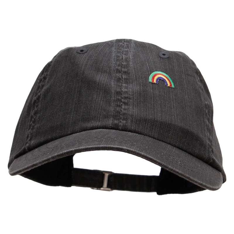 Tiny Rainbow Patched Pigment Dyed Special Cotton Cap Black One Size