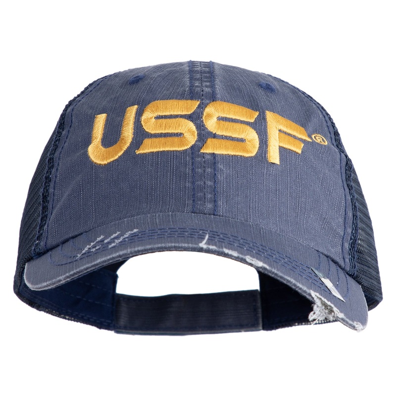 USSF Gold Letter Embroidered Low Profile Special Cotton Mesh Cap Navy One Size
