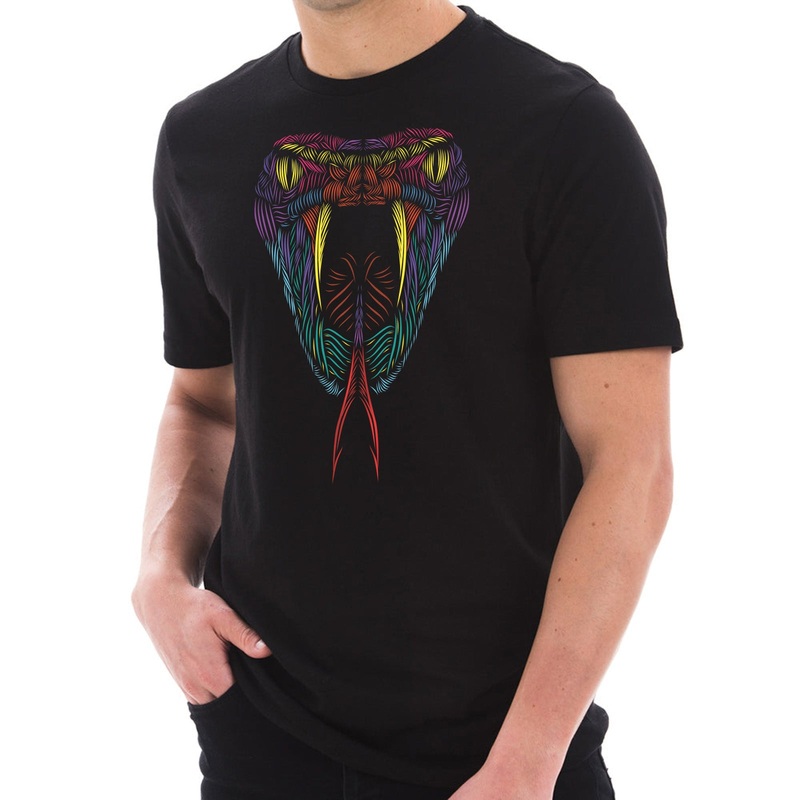 Viper Snake Graphic Design Ring Spun Combed Cotton Short Sleeve Deluxe Jersey T-Shirt Black XS
