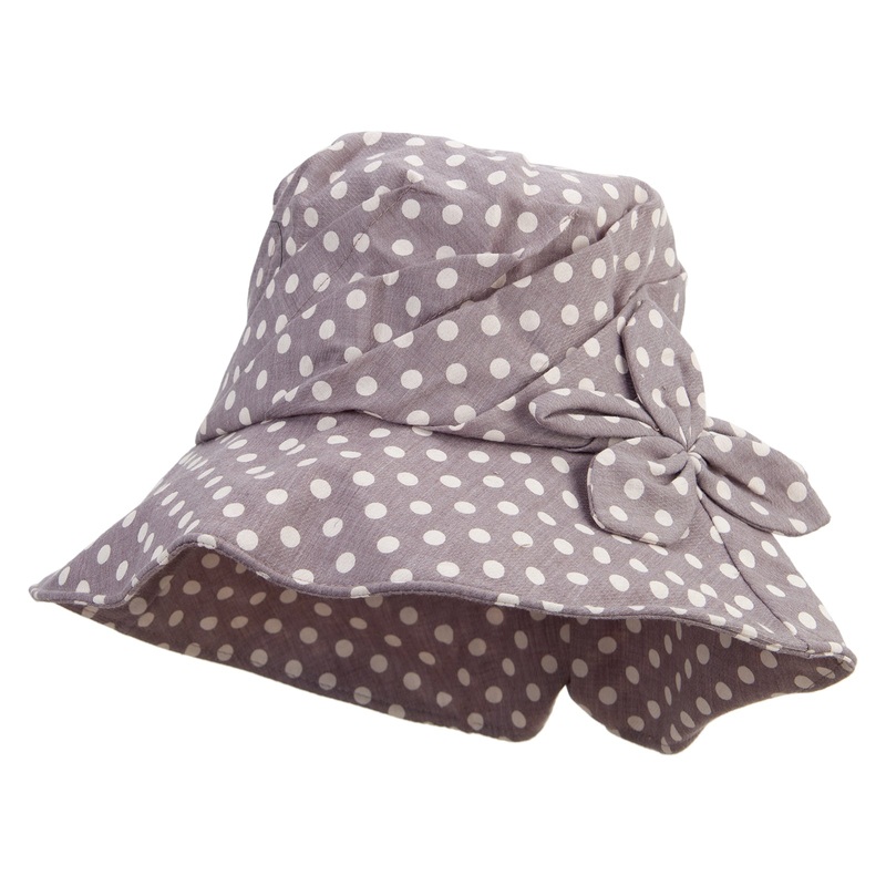 Women’s Polka Dot Bucket Hat Grey One Size