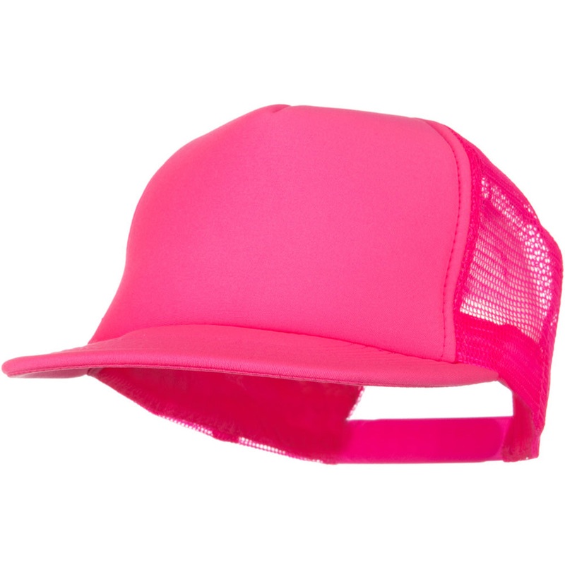 5 Panel Neon Color Poly Mesh Cap Pink One Size