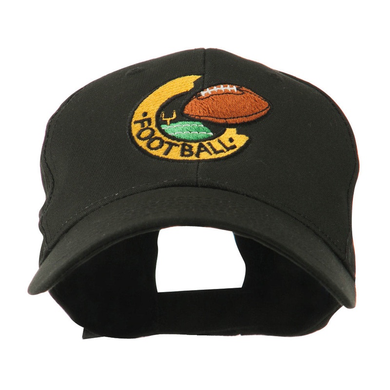 American Football Field and Ball Embroidered Cap Black One Size