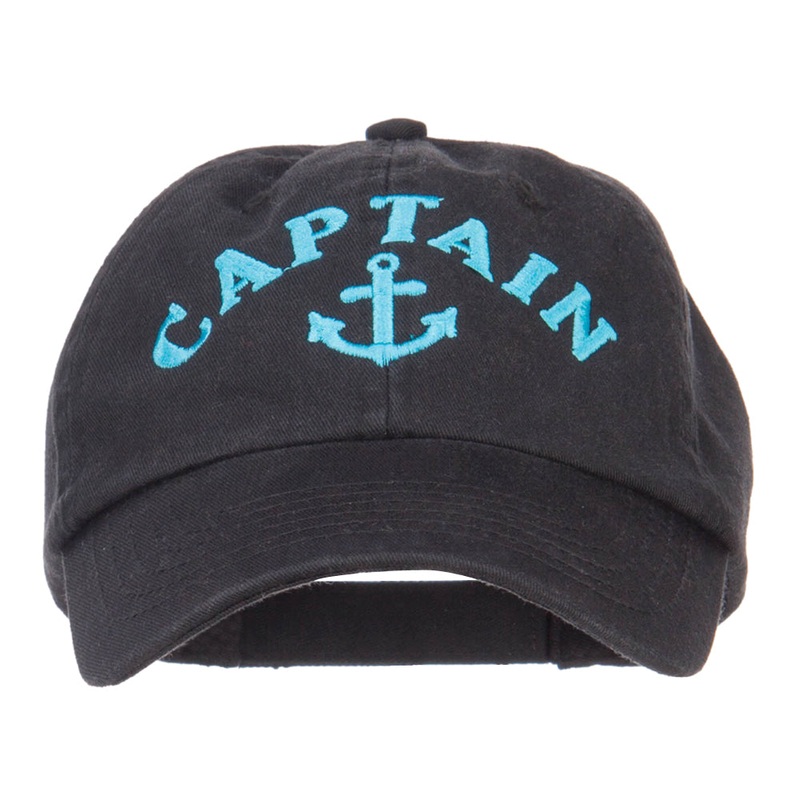 Captain Anchor Logo Embroidered Pet Spun Cap Black One Size