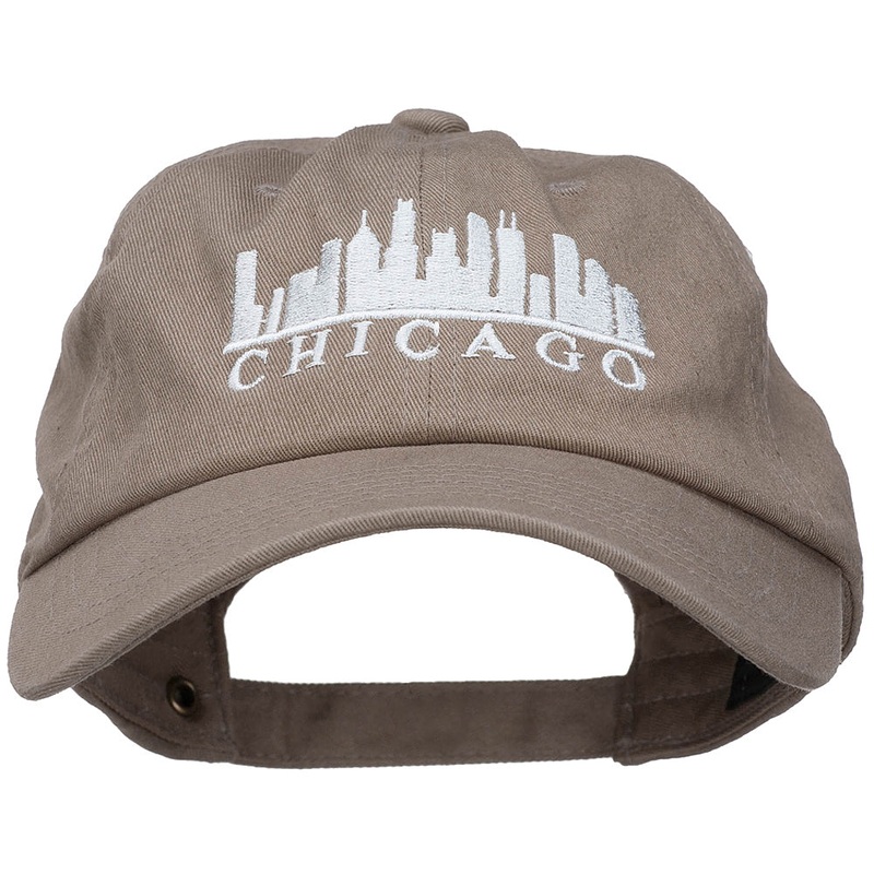 Chicago Skyline Embroidered Washed Cap Khaki One Size