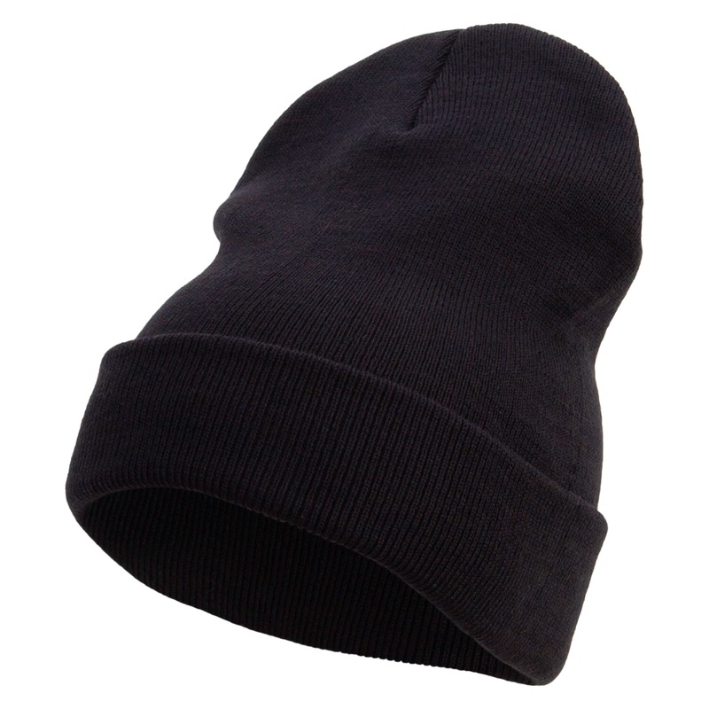 Eco-Friendly Recycled Cuff Long Beanie Black One Size