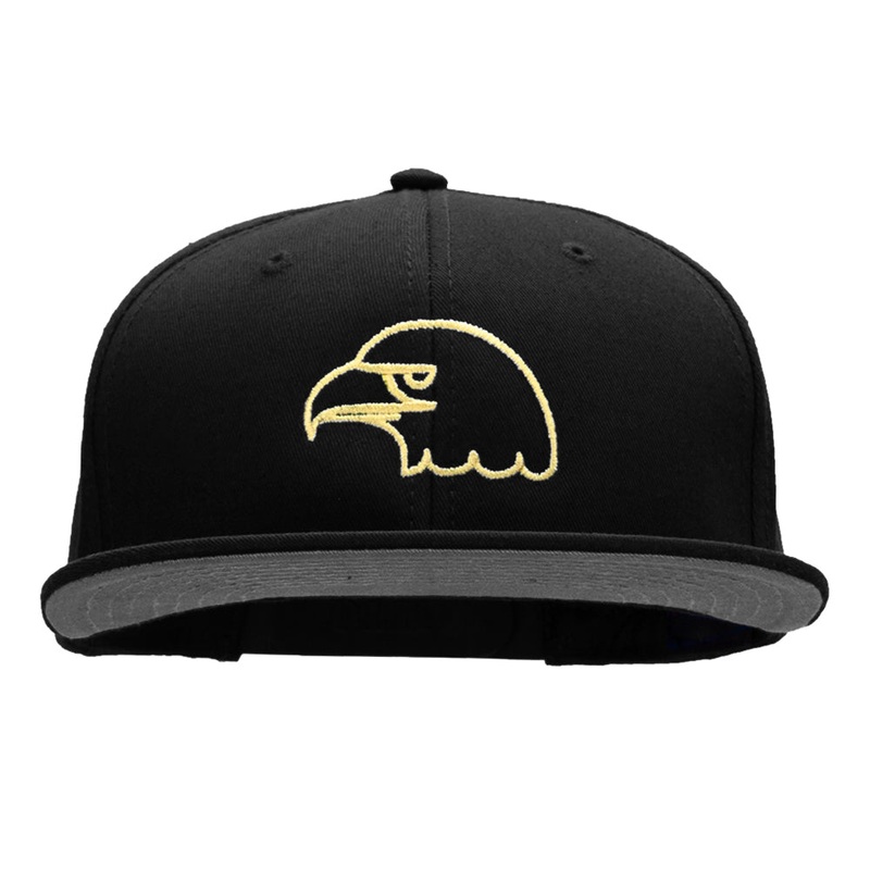 Golden Eagle Embroidered Cotton Twill Flat Bill Cap Black One Size