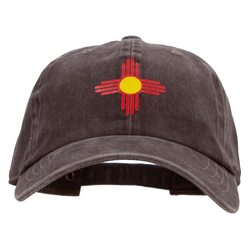 New Mexico Red Sun Heat Transfer Unstructured Cotton Cap Brown One Size