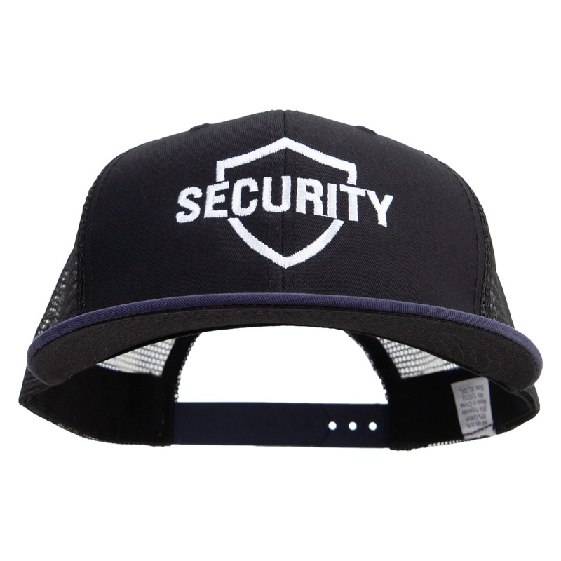 Police Security with Armour Embroidered Big Size Premium Flat Bill Trucker Cap Navy Black XL-3XL