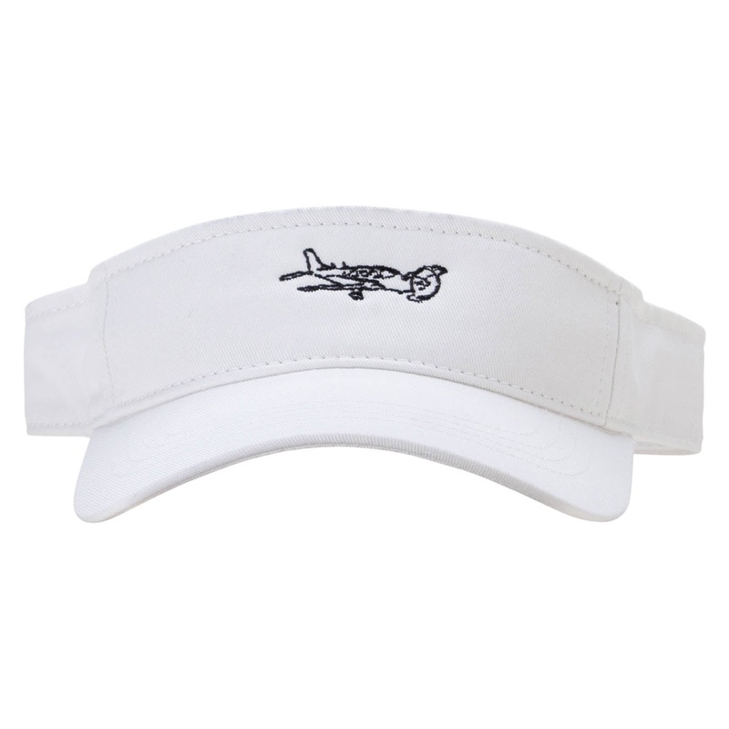 Private Jet Embroidered Brushed Sports Visor White One Size