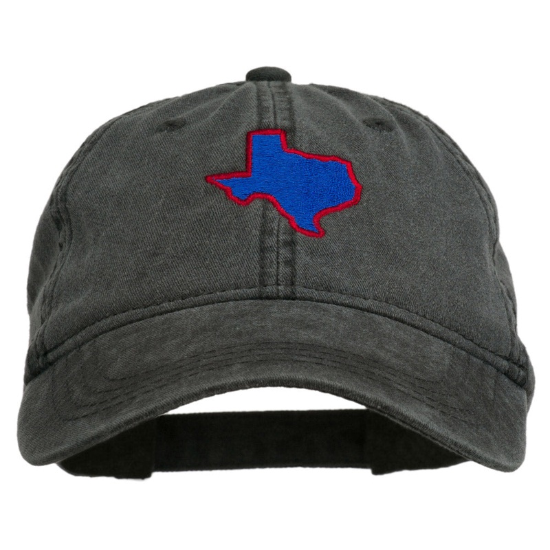 Texas State Map Embroidered Washed Cotton Cap Black One Size