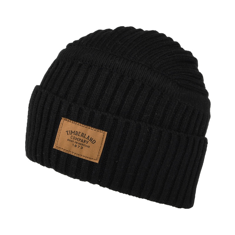 Timberland Hats Gulf Beach Ribbed Beanie Hat – Black 1-Size