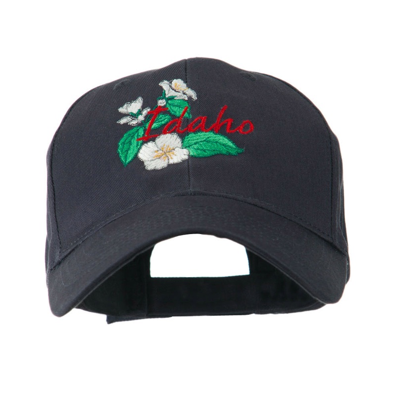 USA State Flower Idaho Mock Orange Embroidered Cap Navy One Size
