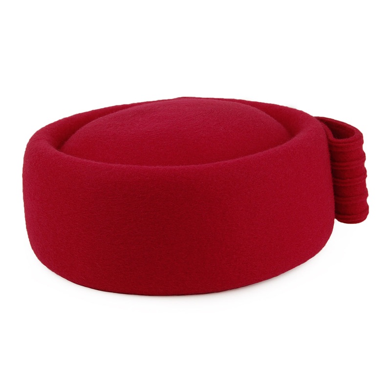 Whiteley Hats Jackie O Loop Bow Wool Pillbox Hat – Red 1-Size