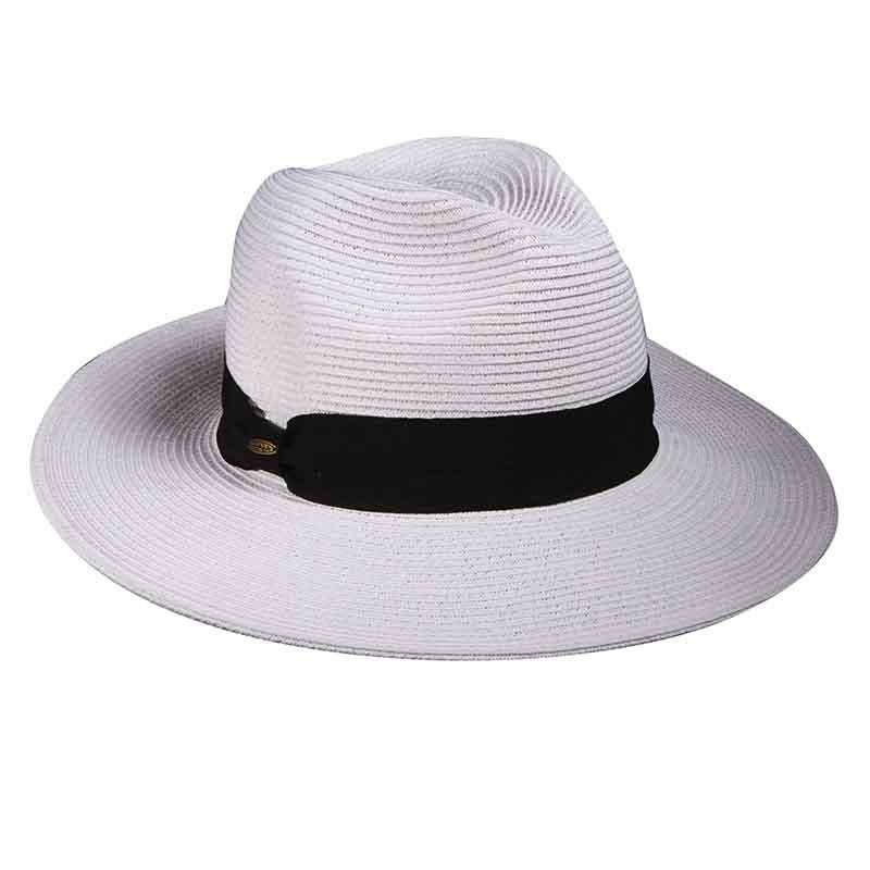 Wide Brim Safari Hat with Black Ribbon Band – Scala Collezione White