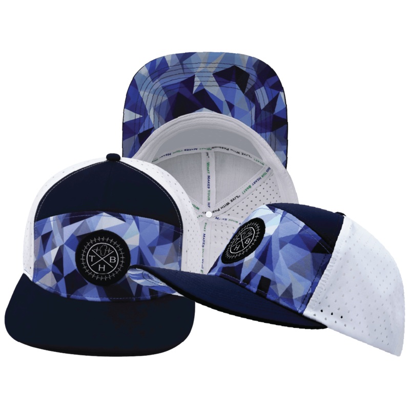 **YOUTH** Color Vibes Hat – Flat Bill – Geo Blue – Navy / White – Laser Mesh
