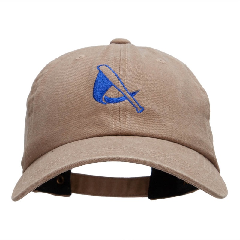 Bat Swing Logo Embroidered Unstructured Cotton Twill Cap Khaki One Size