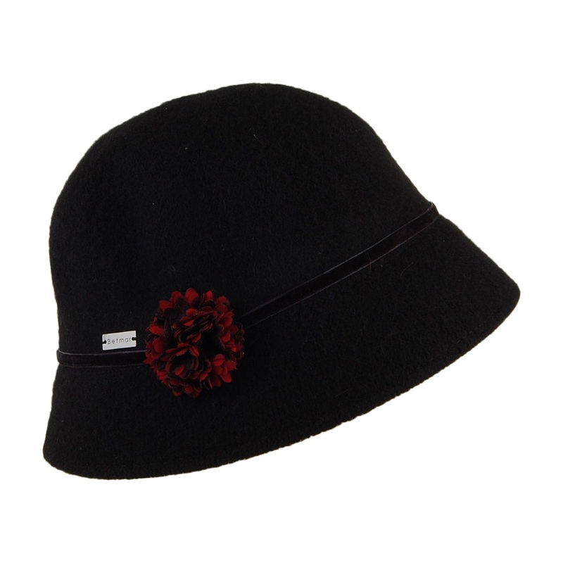 Betmar Hats Sophiya Cloche Hat – Black 1-Size