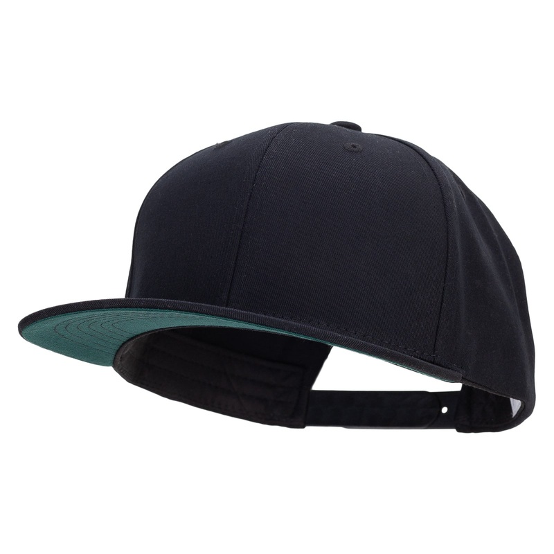 Big Size 6 Panels Flat Bill Snapback Black XL-3XL