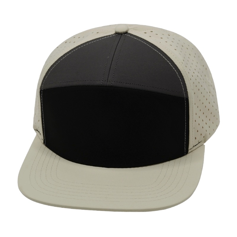 Blank – 7 Panel – Cream / Black / Charcoal (Unisex) – Laser Mesh