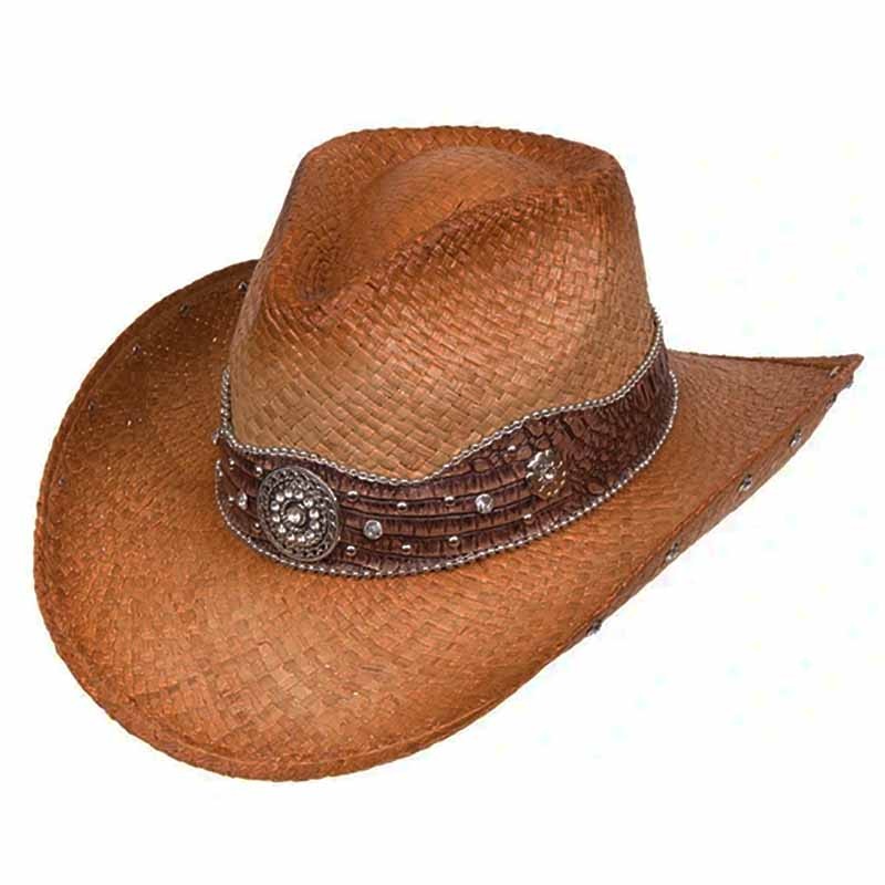 Bling Studded Straw Cowboy Hat for Small Heads – Karen Keith Hats Natural Small (55 cm)