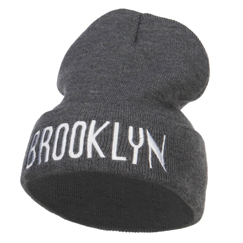 Brooklyn Embroidered Long Beanie Dk Grey One Size