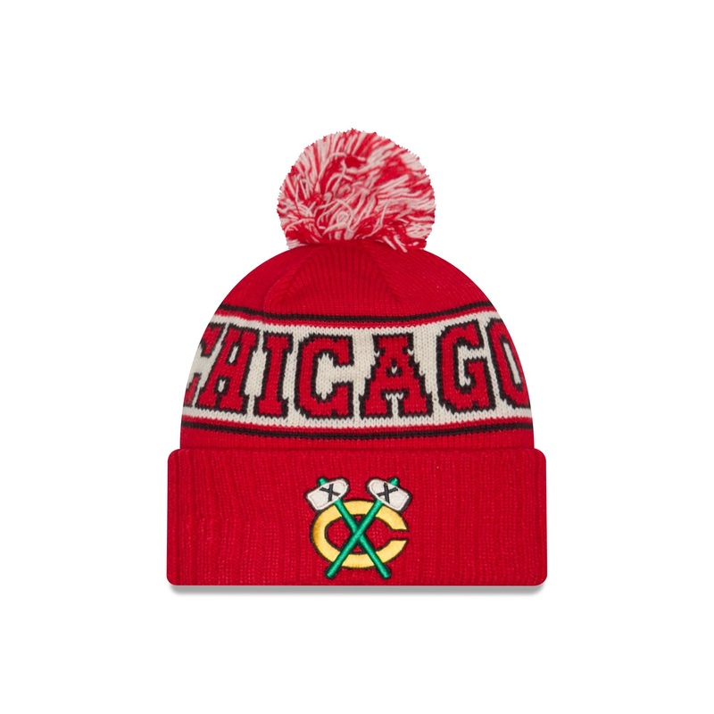 Chicago Blackhawks Pom Knit Hat One Size