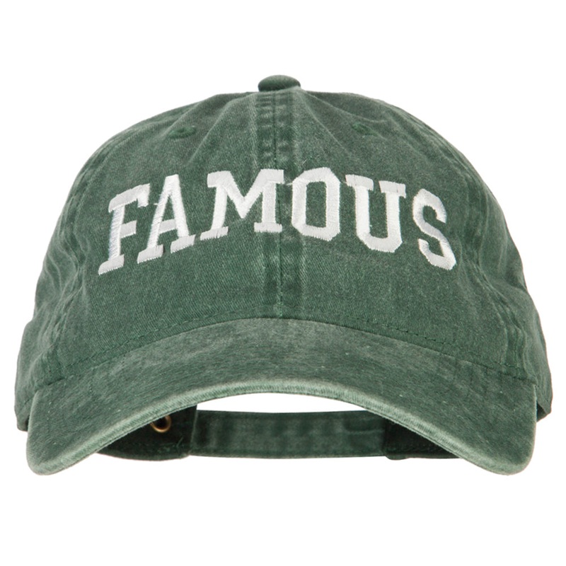 Famous Embroidered Washed Cotton Twill Cap Dk Green One Size
