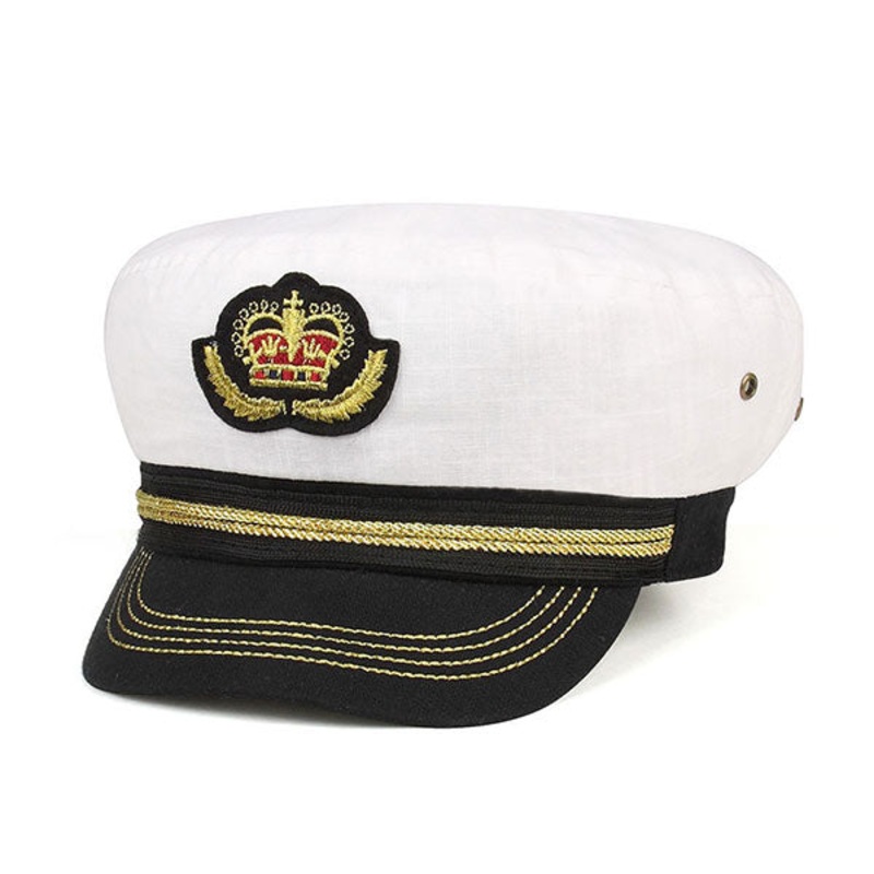 Mega Cap 2143 Linen Captain Hat White S