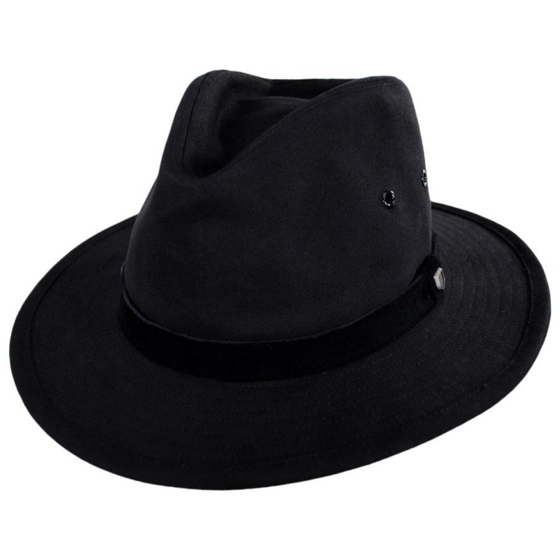 Messer X Adventure Cotton Safari Fedora Hat BLACK/BLACK S