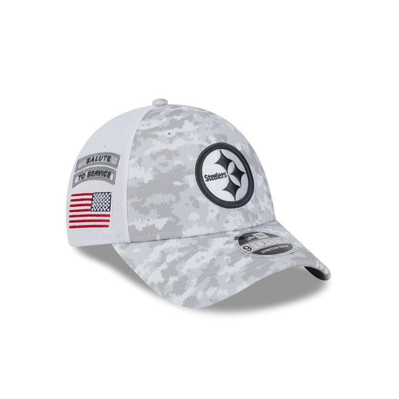 Pittsburgh Steelers 2024 Salute to Service 9FORTY Stretch-Snap Hat One Size