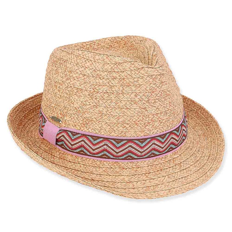 Small Size Straw Fedora Hat with Woven Band – Sunny Dayz Natural Small (54 cm)