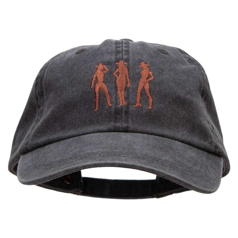 Three Cowgirls Embroidered Pigment Dyed Wash Cap Black One Size
