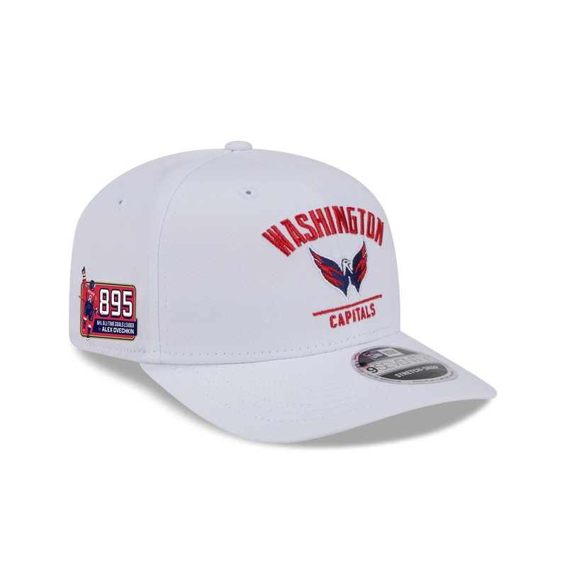 Washington Capitals Alex Ovechkin Goals Leader White 9SEVENTY Stretch-Snap Hat One Size