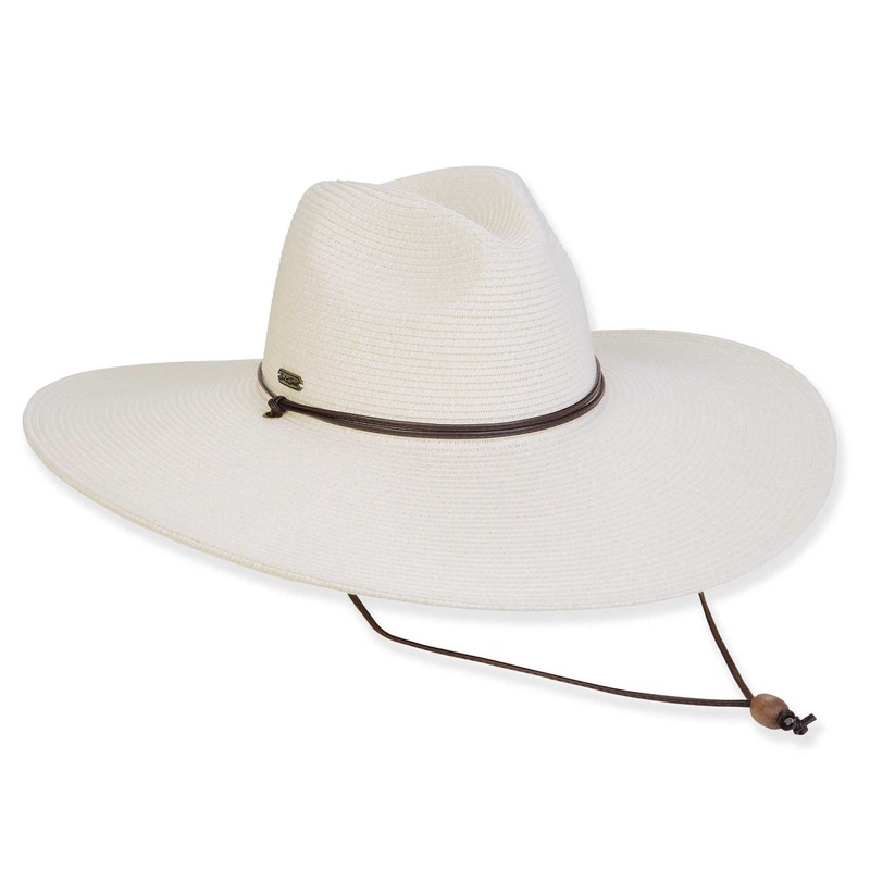 Wide Brim White Straw Hat with Chin Cord – Sun ‘N’ Sand Hats White OS (57 cm)