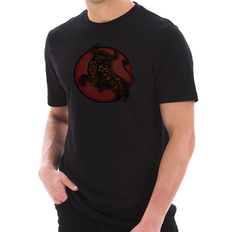 Wild Bull Circular Logo Cotton Short Sleeve Graphic Shirt Black XS